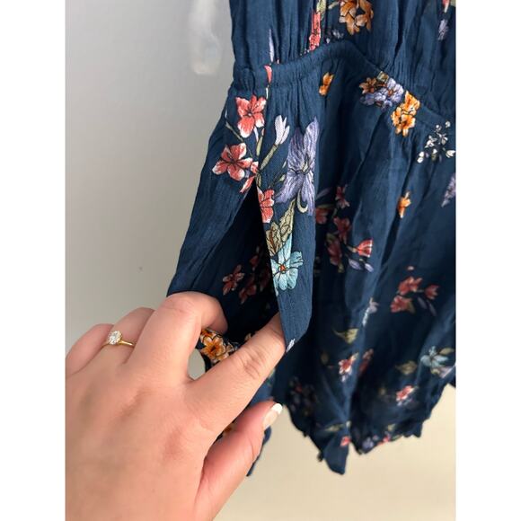 Be Cool Blue Multi Color Floral Tank Romper Size Small - Picture 6 of 7